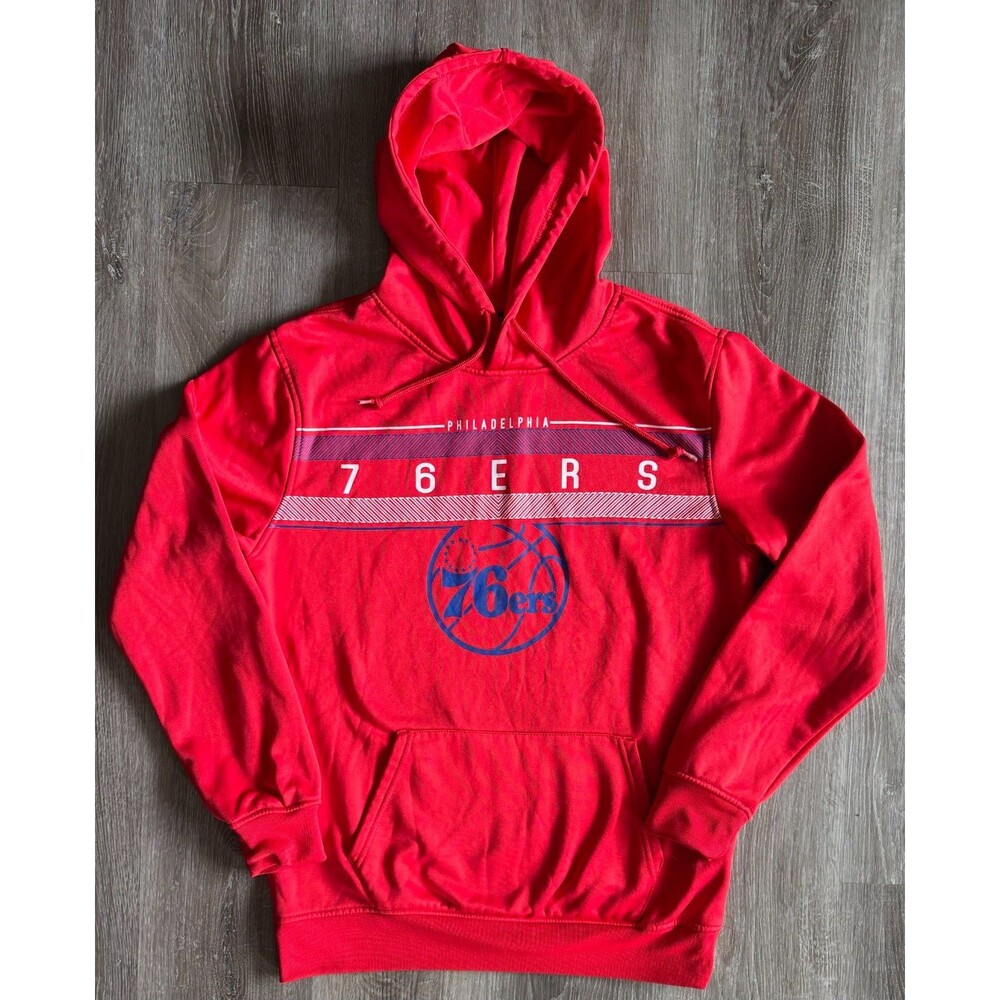 Philadelphia 76ers NBA Hoodie Mens L Red Pullover Basketball Sixers Performance